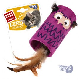 Gigwi Игрушка для кошек Сова цилиндр дразнилка с хвостиком на резинке со звуковым чипом 22см 75355 (59118) - сова цилиндр.jpg