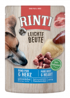 Rinti LEICHTE BEUTE Rind Pur + Geflügelherzen (Ринти Легкая добыча пауч для собак говядина и птичьи сердечки)