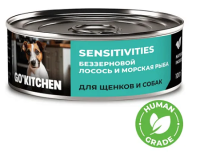 GO'KITCHEN (Гоу Китчен консервы беззерновые для щенков и собак с чувствительным пищеварением с лососем и морской рыбой)