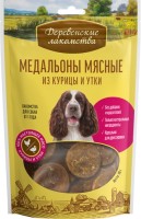 Деревенские лакомства для собак медальоны мясные из курицы и утки