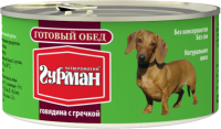 Четвероногий Гурман консервы для собак Готовый обед Говядина с гречкой 325г 11883