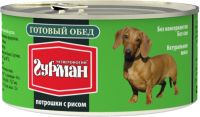 Четвероногий Гурман консервы для собак Готовый обед Потрошки с рисом 325г 11885