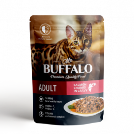 Mr.Buffalo ADULT HAIR & SKIN (Баффало пауч для взрослых кошек лосось в соусе) - Mr.Buffalo ADULT HAIR & SKIN (Баффало пауч для взрослых кошек лосось в соусе)