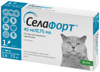 Селафорт 45мг/0,75мл капли инсектоакарицидные для кошек 2,6-7,5кг