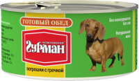 Четвероногий Гурман консервы для собак Готовый обед Потрошки с гречкой 325г 17652