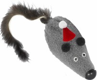 GoSi Новогодний подарок Игрушка для кошек "Мышь M с норковым хвостом" 6см