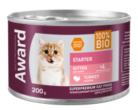 AWARD (Авард консервы для котят с начала прикорма до 4 месяцев, беременных и кормящих кошек паштет из индейки)