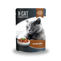 Джина X-CAT пауч для кошек утка и печень в соусе (89234)
