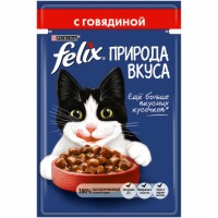 Felix Природа вкуса для взрослых кошек с говядиной, пауч (44604)