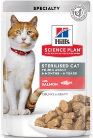 Hill's Хиллс паучи для молодых стерилизованных кошек и кастрированных котов с лососем (87702) - Hill's Хиллс паучи для молодых стерилизованных кошек и кастрированных котов с лососем (87702)