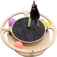 GoSi игровой комплекс для кошек в виде круга с тремя шариками, ковролином и игрушкой на пружинке D16см