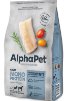 AlphaPet MONOPROTEIN (Альфа Пет Монобелковый для взрослых собак средних и крупных пород из белой рыбы)