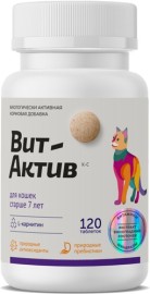 Вит-Актив кормовая добавка для кошек старше 7 лет 120таб - Вит-Актив кормовая добавка для кошек старше 7 лет 120таб