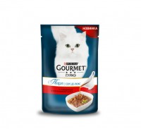 Gourmet Перл Соус Де-люкс для кошек с говядиной в роскошном соусе, Пауч, 85 г (12377533)