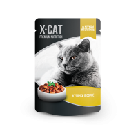 Джина X-CAT пауч для кошек курица и телятина в соусе