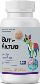Вит-Актив кормовая добавка для собак старше 7 лет 120таб - Вит-Актив кормовая добавка для собак старше 7 лет 120таб