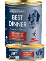 Best Dinner Super Premium (Бест Диннер консервы для собак и щенков с 6 месяцев мясные деликатесы с говядиной и языком)