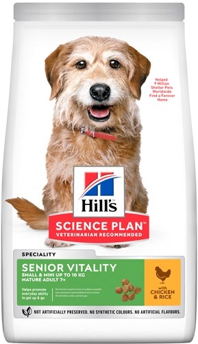 Хиллс Senior Vitality корм для пожилых собак мелких пород с курицей (89250,  89249)