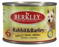 Berkley (Беркли) 75002 консервы для собак №6 Кролик с ячменем 200г (37129)