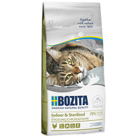 BOZITA INDOOR & STERILISED CHICKEN сухой корм для взрослых и растущих домашних кошек, и кастрированных котов и стерилизованных кошек с мясом курицы