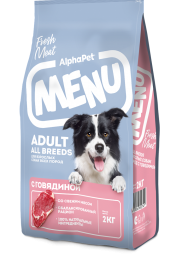 AlphaPet MENU (Альфа Пет Меню для взрослых собак всех пород с Говядиной) - AlphaPet MENU (Альфа Пет Меню для взрослых собак всех пород с Говядиной)