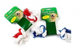 Beeztees игрушка для собак "канат с 2 узлами" красно/белый, бело/голубой 16403 (640980) - Канат с  2 узлами красно белый 20см.jpg