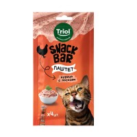 Triol SNACK BAR лакомство для кошек паштет из курицы с лососем