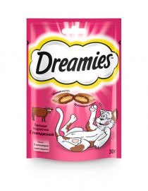 Dreamies Лакомые подушечки с говядиной для кошек  - DRE beef 30g_Face.jpg