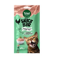 Triol SNACK BAR лакомство для кошек паштет из курицы с макрелью