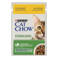 Cat Chow пауч для стерилизованных кошек с курицей и баклажанами в соусе (12403822)