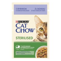 Cat Chow пауч для стерилизованных кошек с ягненком и зеленой фасолью в соусе (12403813)