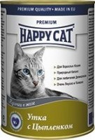 Happy Cat (Хэппи Кэт консервы кусочки в желе с уткой и цыпленком)