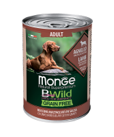 Monge BWild Grainfree All Breeds Adult Agnello (Монж консервы для собак из ягненка с тыквой и кабачками)