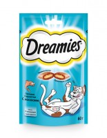 Dreamies Лакомые подушечки с лососем для кошек 