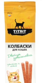 TiTBiT двойное удовольствие колбаски цыпленок и печень для кошек - TiTBiT двойное удовольствие колбаски цыпленок и печень для кошек