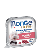 Monge Fresh PATE e BOCCONCINI con MANZO (Монж консервы для собак с говядиной)