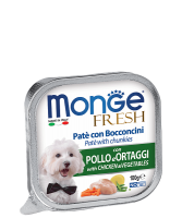 Monge Fresh PATE e BOCCONCINI con POLLO e ORTAGGI (Монж консервы для собак с курицей и овощами)