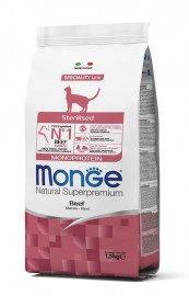 Корм Monge Monoprotein Cat Sterilised BEEF (Монж монопротеиновый корм для стерилизованных кошек с говядиной) - Корм Monge Monoprotein Cat Sterilised BEEF (Монж монопротеиновый корм для стерилизованных кошек с говядиной)