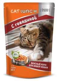 Cat Lunch (КЭТ ЛАНЧ пауч для кошек кусочки в желе с Говядиной) (79263) - Cat Lunch (КЭТ ЛАНЧ пауч для кошек кусочки в желе с Говядиной) (79263)