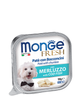 Monge Fresh PATE e BOCCONCINI con MERLUZZO (Монж консервы для собак с треской)