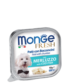 Monge Fresh PATE e BOCCONCINI con MERLUZZO (Монж консервы для собак с треской) - Monge Fresh PATE e BOCCONCINI con MERLUZZO (Монж консервы для собак с треской)