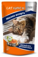 Cat Lunch (КЭТ ЛАНЧ пауч для кошек кусочки в желе Мясное ассорти) (79264)