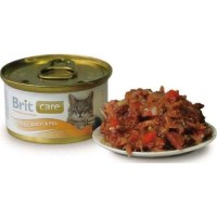 Brit консервы для кошек тунец, морковь и горошек 80гр (19526)
