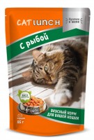 Cat Lunch (КЭТ ЛАНЧ пауч для кошек кусочки в желе с Рыбой) (79261)
