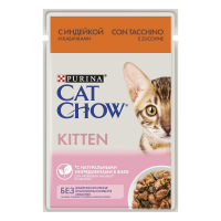 Cat Chow пауч для котят с индейкой и кабачками в желе (12349389)