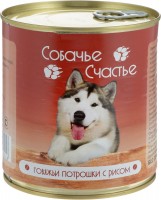 Собачье счастье консервы для собак Говяжьи потрошки с рисом (99568, 41556)