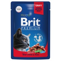 Brit Premium (Брит паучи для кошек говядина и горошек в соусе)
