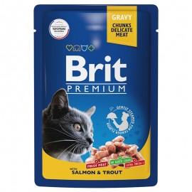 Brit Premium (Брит паучи для кошек лосось и форель в соусе) - Brit Premium (Брит паучи для кошек лосось и форель в соусе)